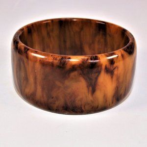 X-Wide Root beer Tortoise Swirls Vintage Bakelite Bangle 1930s-40s